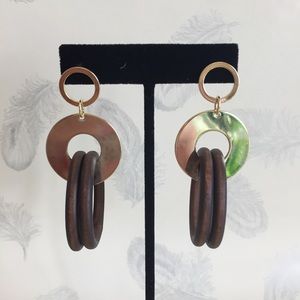 Wood with metal dangling earrings from NY&Co